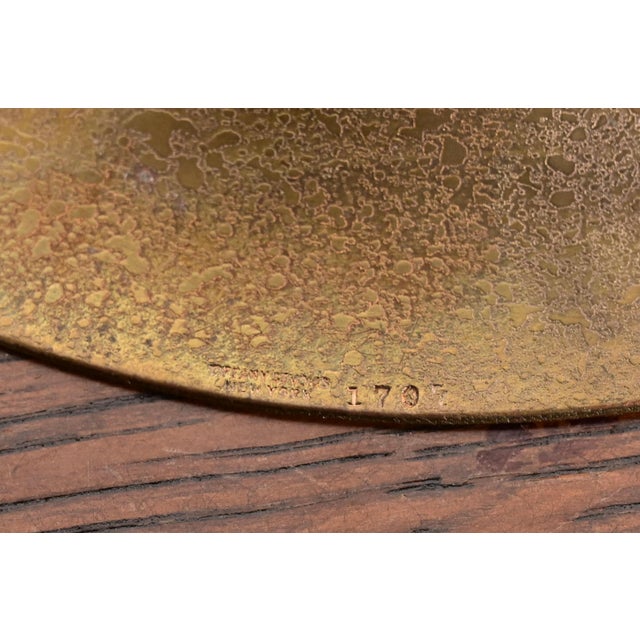 Metal Tiffany Studios New York Bronze Doré Shallow Bowl or Plate With Decorative Border For Sale - Image 7 of 8