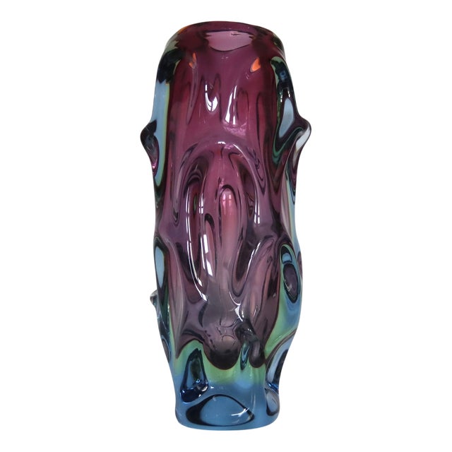 Glass Vase by Jan Beranek for Skrdlovice, 1960s For Sale