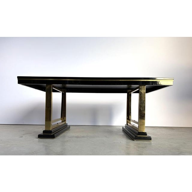 Black Vintage Lacquer and Brass Dining Table, 1970s For Sale - Image 8 of 12