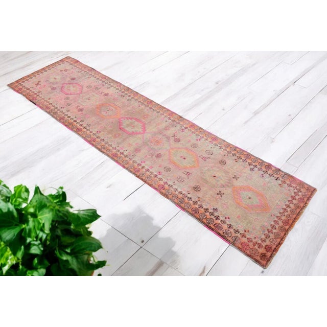 Mid-Century Modern Antique Kurdish Runner Herki Rug. Hand-Knotted 100+ Years Old Tribal Runner - 3′3″ × 11′11″ For Sale - Image 3 of 12