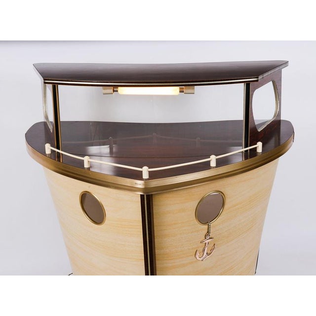 Modern Vintage Modernist Boat Cocktail Bar by Umberto Mascagni for Harrods, 1950s For Sale - Image 3 of 18