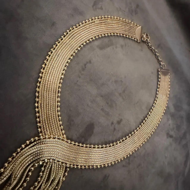 Metal 2000s Vintage Costume Jewelry Gilded Metal and Faux Pearls Necklace For Sale - Image 7 of 18