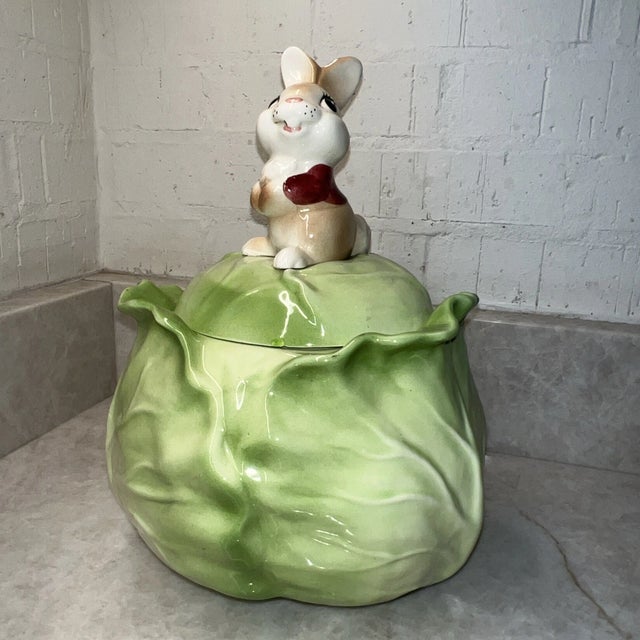Vintage 1960's Metlox Poppytrail Easter "Bunny on Cabbage" Ceramic Cookie Jar For Sale - Image 9 of 9