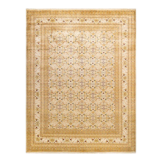 Ivory Mogul, One-of-a-Kind Hand-Knotted Area Rug in Ivory, 9' 2" x 11' 9" For Sale - Image 8 of 8