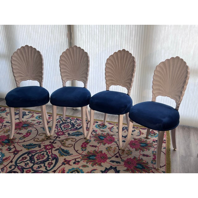 Wood 1980s Venetian Grotto Style 4 Shell Back Dining Chairs For Sale - Image 7 of 9