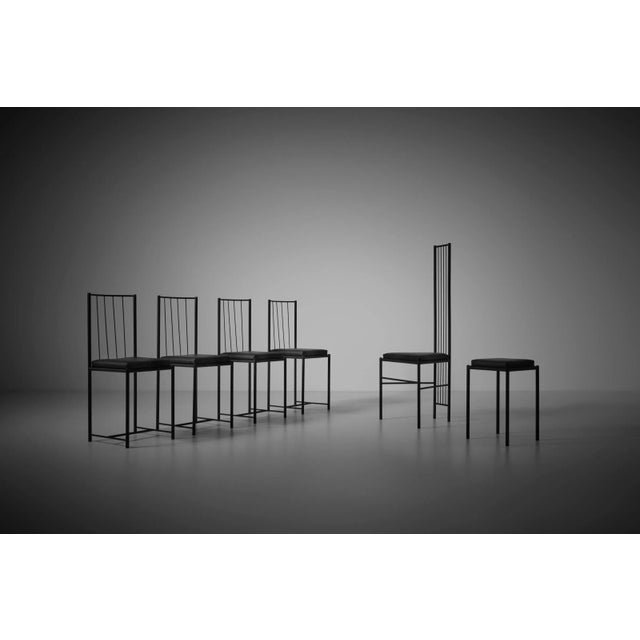Black Sculptural Post Modern Chairs, France, 1980s, Set of 6 For Sale - Image 8 of 10