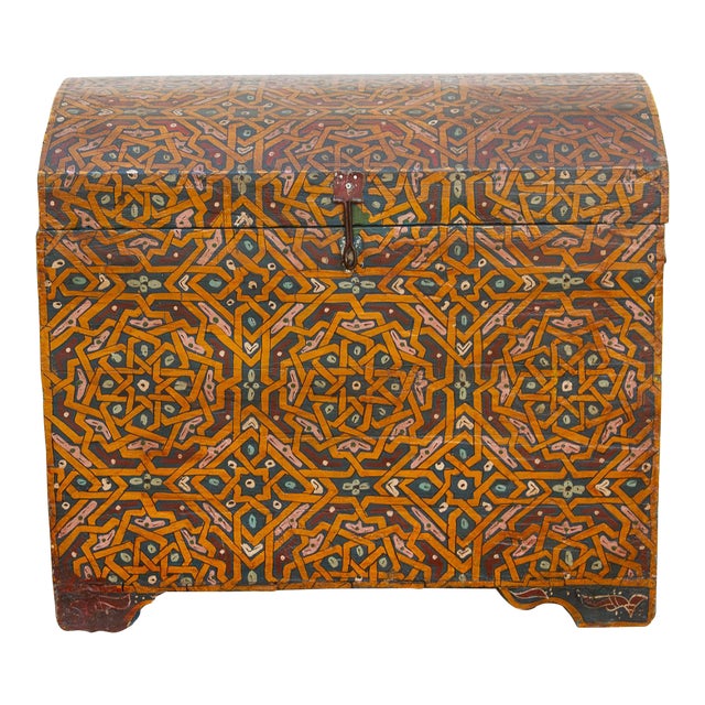 Vintage Moroccan Hand-Painted Chest For Sale