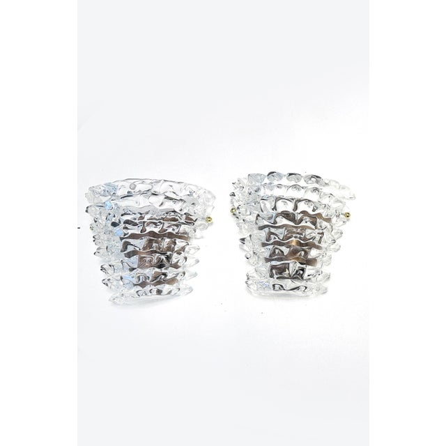 2020s Venetian “Rostrato” Clear Murano Glass Burnish-Brunito Wall Sconces in Barovier Style - Set of Two For Sale - Image 5 of 5