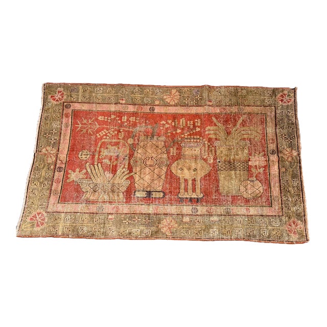 Antique 1900s Samarkand Rug With Floral Motifs For Sale