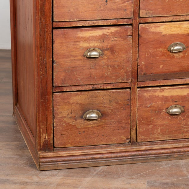 19th Century Danish Pine 12-Drawer Apothecary Sideboard Kitchen Island For Sale - Image 11 of 13