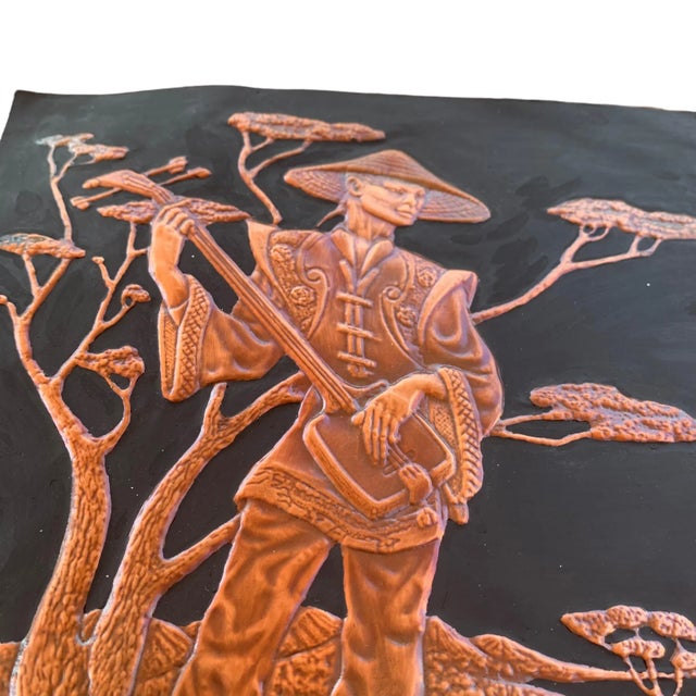 Copper 1970s Asian Copper Relief Pictures- Set of 2 For Sale - Image 8 of 12