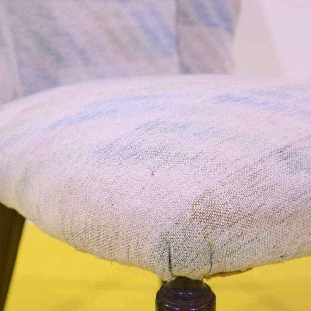 Light Patterned Fabric Armchair with Wooden Legs and Tips For Sale - Image 4 of 11