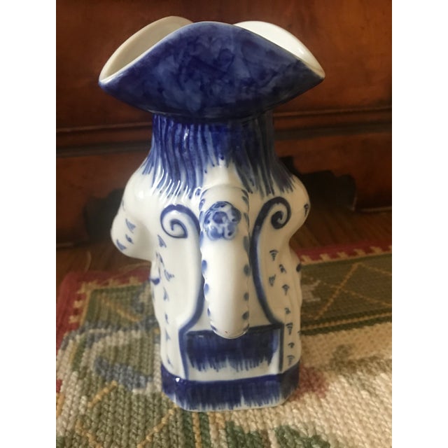 1950s Vintage Blue and White Porcelain Viana Do Castelo, Portugal Hand Painted Pitcher For Sale - Image 5 of 11