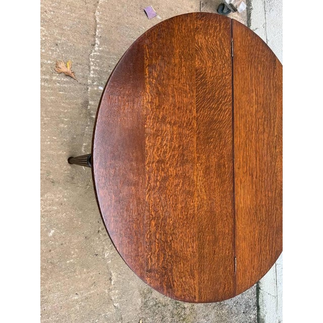 Antique Half Moon Tiger Oak Demi Lune Single Drawer Console Table For Sale - Image 12 of 15