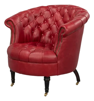 Red Leather Barrel Back Chair