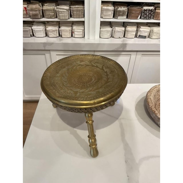 Solid Brass Small Low Stool For Sale In Los Angeles - Image 6 of 12