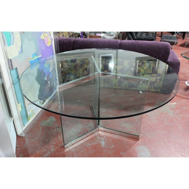 1970s 1970s Leon Rosen for Pace Glass and Chrome Dining Table For Sale - Image 5 of 5