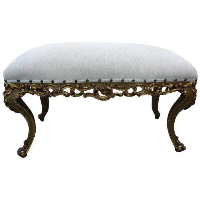 1920's Antique Italian Louis XV Style Giltwood Bench For Sale - Image 10 of 10