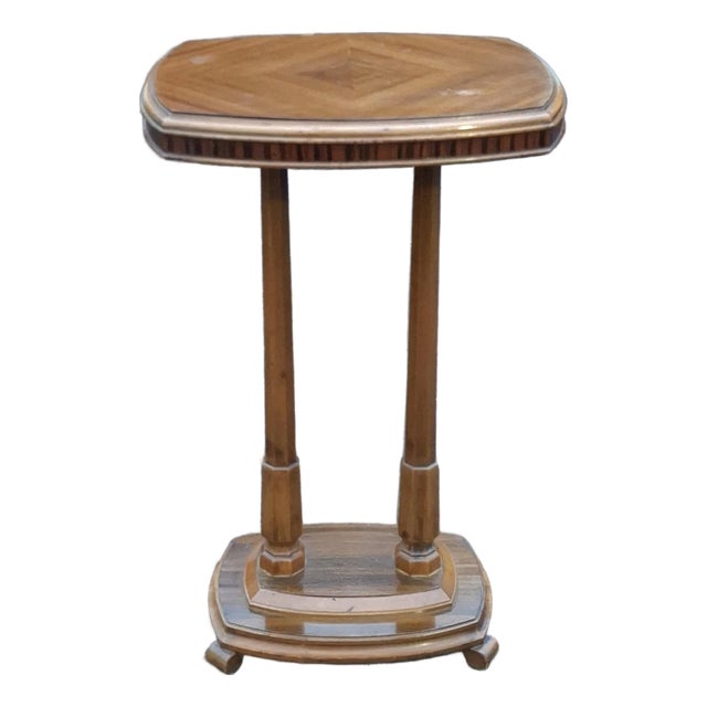 Late 20th-Century Empire Style Fruitwood Pedestal Side Table. For Sale