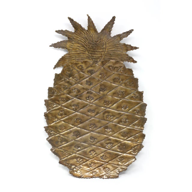 Vintage Gold Lacquered Steel Pineapple Tray For Sale In Tampa - Image 6 of 12