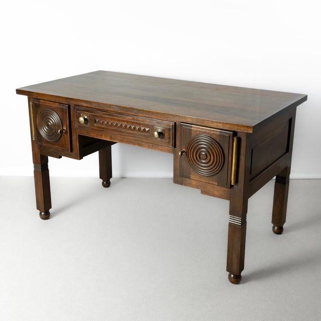 Wood French Art Deco Desk by Étienne Kohlmann, 1930s For Sale - Image 7 of 13