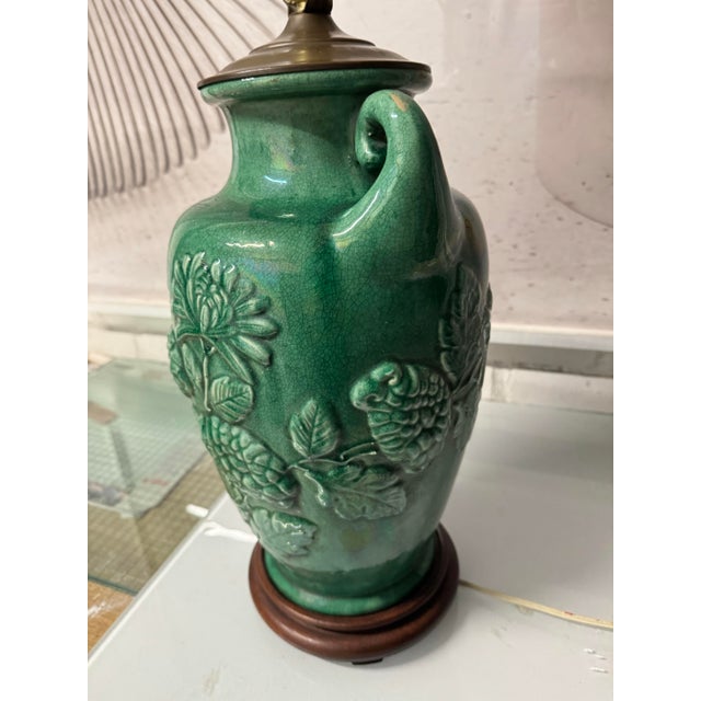 Ceramic Antique Awaji Pottery Vase Lamp For Sale - Image 7 of 10