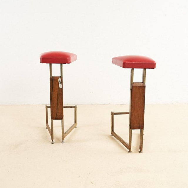 Stools in Wood and Metal, 1970s, Set of 2 For Sale - Image 5 of 7
