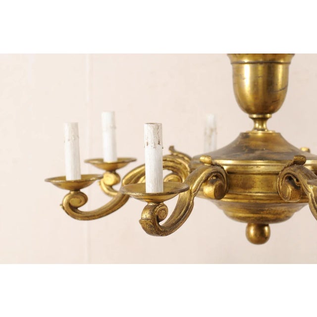 Mid 20th Century French 8-Light Gold-Tone Chandelier For Sale - Image 10 of 11