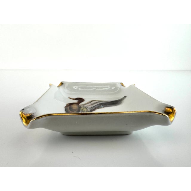 Ceramic Vintage Mid-Century German Porcelain Duck Ashtray With Gilded Trim For Sale - Image 7 of 13