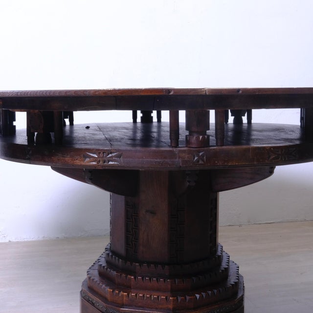 A beautiful and impressive Turkish game table, made of carved solid wood with a decorative metal insert. Comes with two...