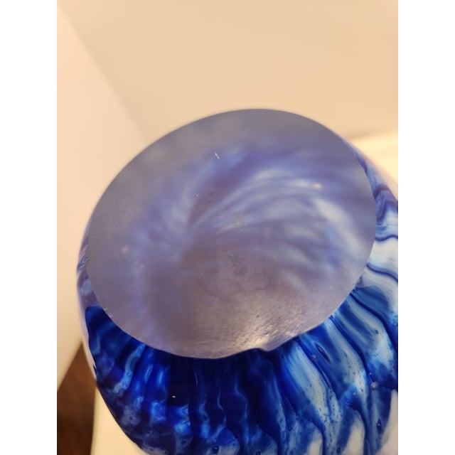Heavy 7lb Giulio Radi Avem Murano Blue Reticello Bullicante Glass Vase Documents For Sale In Dallas - Image 6 of 6