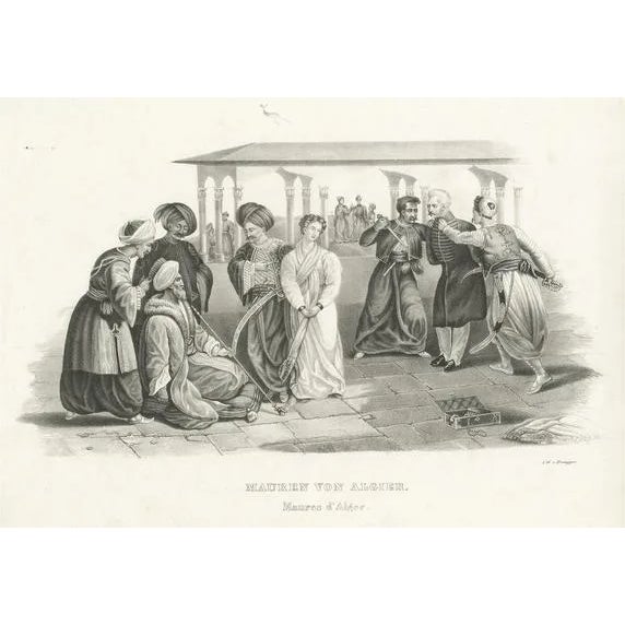 Honegger, Moors of Algiers, Algeria, Steel Engraved Print For Sale