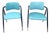 Vintage MCM Pivot Back Armchairs in Turquoise, Black Steel & Brass - Pair For Sale