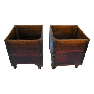 Antique American Wooden Laundry Carts - A Pair For Sale