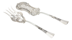 Silver Fish Fork and Spatula Fork with Cutouts, Set of 2