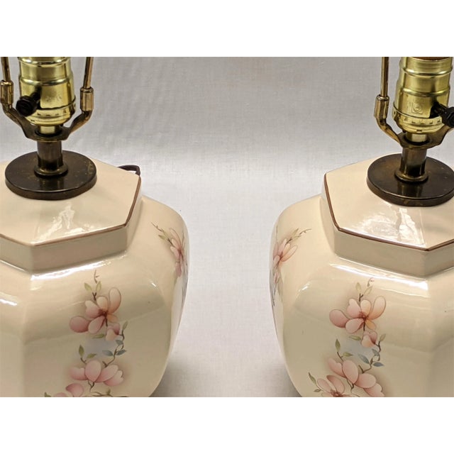 1950s Mid-Century Petite Floral Lamps - a Pair For Sale - Image 5 of 11