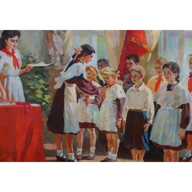 Soviet Children Oil Painting, Socialist Realism, Ukrainian Art, 1970s 94-135 For Sale - Image 6 of 6