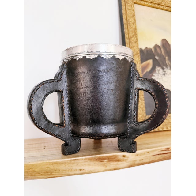 Metal 1908 Sterling Silver, Leather, and Copper Horse Show Trophy Cup For Sale - Image 7 of 11