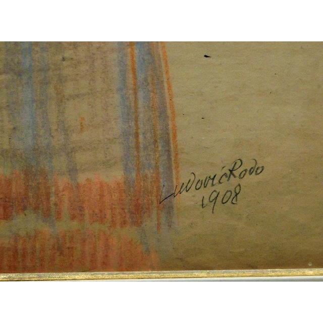 Paper Pissarro Ludovic Rodo Woman With Hat Original Pastel Authentic Custom Framed Art For Sale - Image 7 of 7