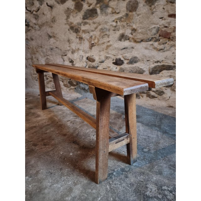 Vintage French Oak Bench, 1950s For Sale - Image 4 of 12