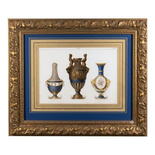 Antique Sèvres Porcelain Chromolithograph by Édouard Garnier, Giltwood Frame, Circa 1892 For Sale