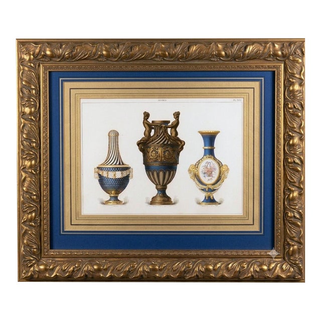 Antique Sèvres Porcelain Chromolithograph by Édouard Garnier, Giltwood Frame, Circa 1892 For Sale