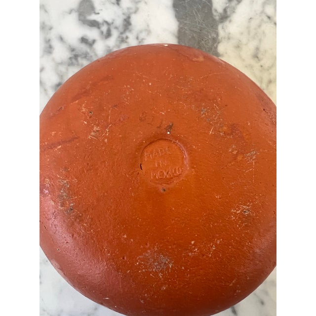 Hand Painted Mexican Terracotta Bowl With Lid Stamped Made in Mexico For Sale - Image 9 of 12