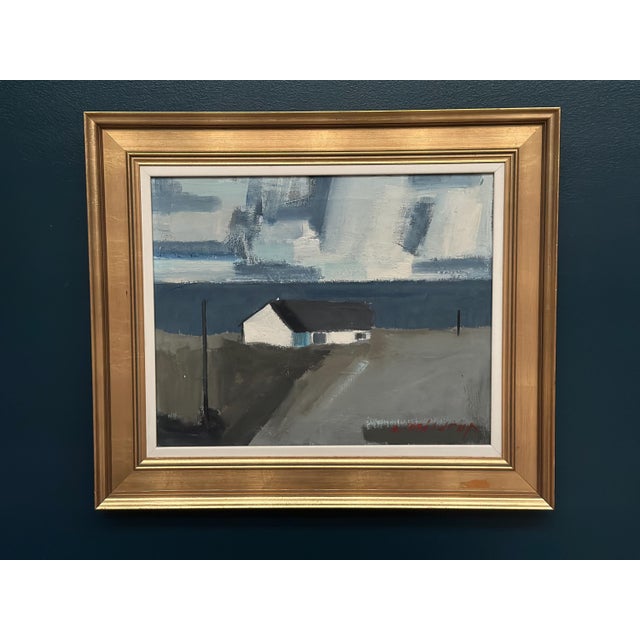 Egon Møldrup, Coastal Motif with Houses, 1950s, Oil on Canvas, Framed For Sale - Image 10 of 14