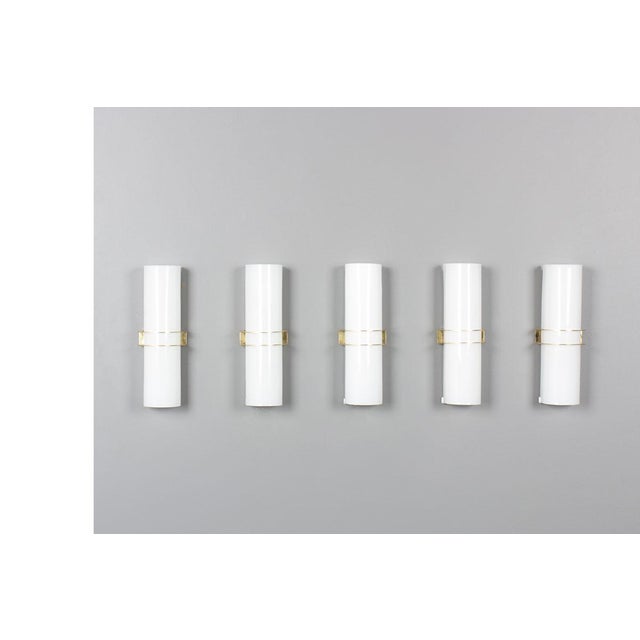 Wall Lights in Brass and Opaline from Zonca, 1950s, Set of 5 For Sale - Image 11 of 11
