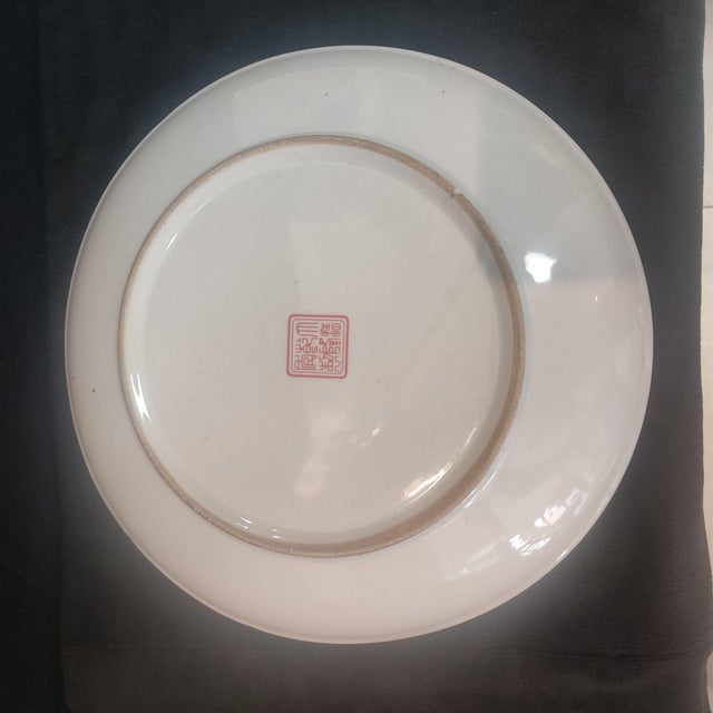 Chinese Ceramic Plate,Qianlong Marked Famille Rose Porcelain Plate Hand Painted Figures Story Pattern For Sale - Image 9 of 11