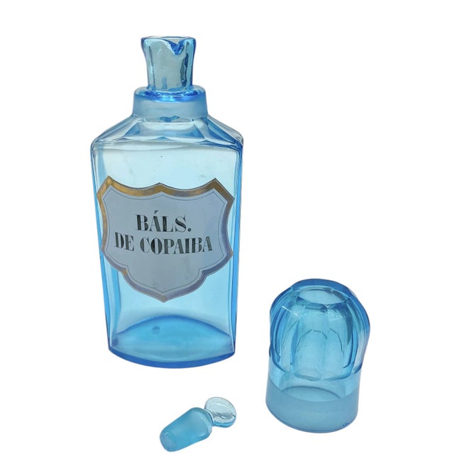 This example of a French apothecary bottle is very special. The color of the glass is most unique. A striking bright and...