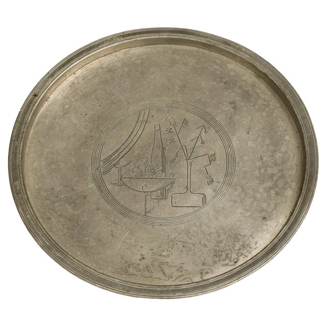 Serving Tray in Pewter attributed to Sylvia Stave, 1934 For Sale