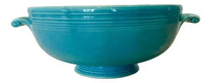 Vintage Early 20th Century Fiesta Casserole Bowl in Original Turquoise Glaze