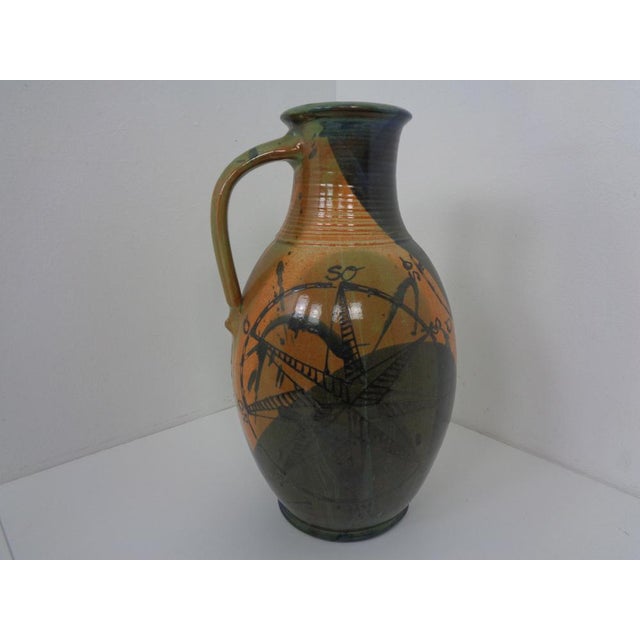 Large, Danish ceramic vase. Hand -painted with all directions.